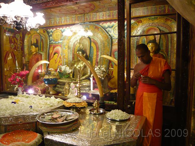 P1010258.JPG - KANDY: Temple de la dent. Offrandes à Bouddha.