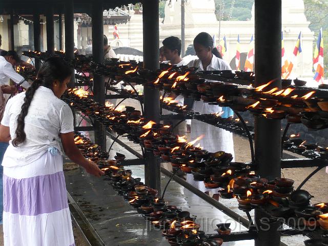 P1010294.JPG - KANDY: Temple de la dent. Lampes à huiles.